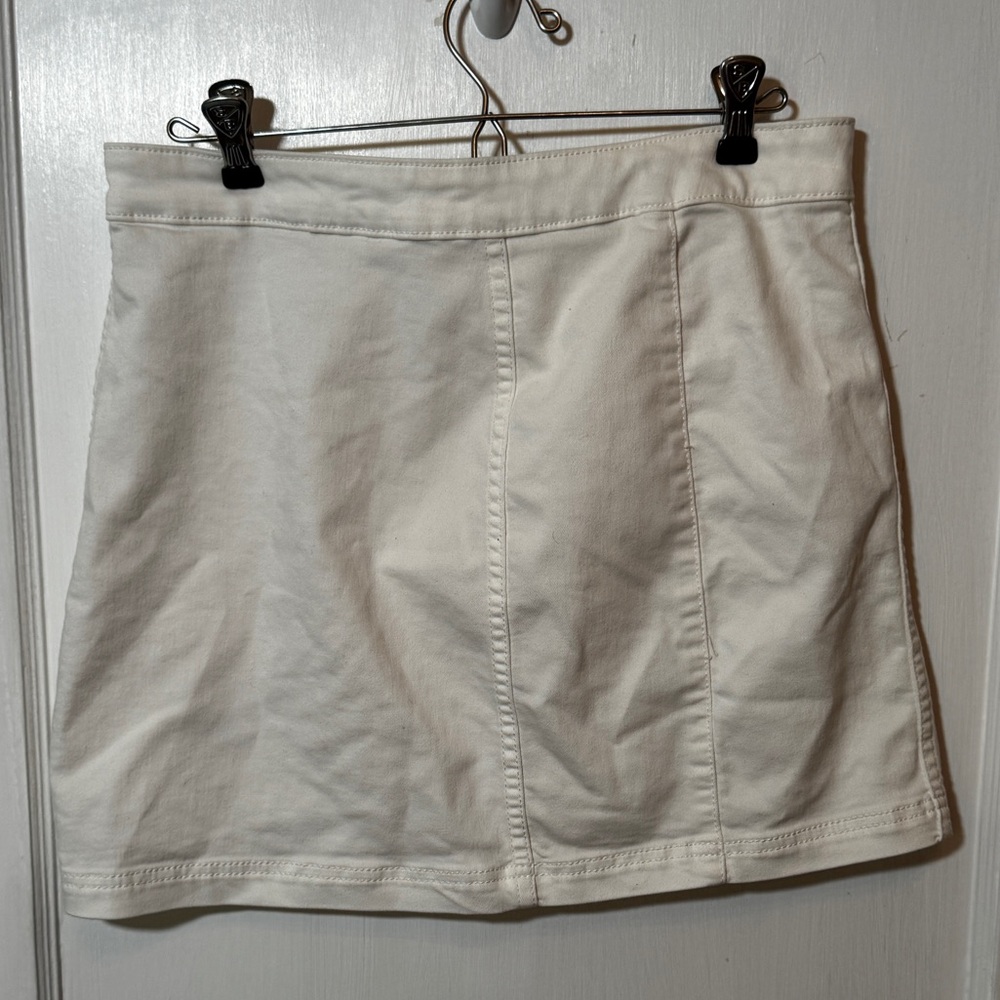 Free People 90s Style White Mini Skirt Button Front Summer Stretch - Picture 3 of 6